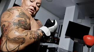 huge fbb big muscle nude pecs huge massive sized start boxing punches rude alpha big pussy muscle wife intimidating you