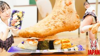 Sock Food Crush: Yui Nonami Dirties the White Knee High Socks of Her Uniform- (4K Video)