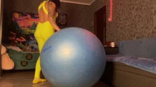 Jump on blue yoga ball