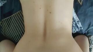 Petite Anja in blue ankle socks sticks her ass out and gets doggy fucking with cumshot