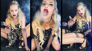 Your sexy vampire girl smokes 3 black devil at once