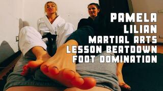Pamela and Lilian martial arts lesson beatdown foot domination