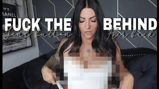 Fuck the send button behind her back (pixelated)