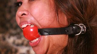 Gorgeous Veronica Single Sleeved & Strapped Up Tight with a HUGE Ball gag Strapped in Big, Sexy Filipino Mouth! RE ENCODE 2024