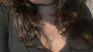 Teasing and showing bra and boobs