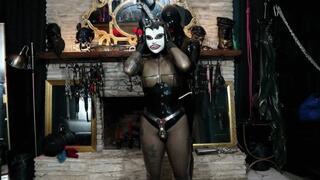 Rubberdoll is Gagged, Blindfolded, Belted in Chastity & Dommed in Dungeon, Zipped into Latex Bag & Vibrated until She Cums