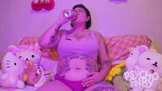 Alt Feedee Chugs Energy Drink And Pushes Out Nonstop Burps