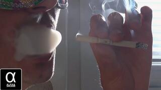 Smoking Hilton 100s closeup