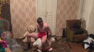 Jason sit to pop inflatable egg-Surpise