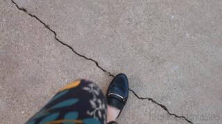 Fifi pedal pumping in mules sandals and leggings with jewelry *replay*