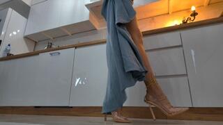 Lady Ruslana (From Ukraine) In Gold Shoes Rubs And Kick Your Balls - Part 2 - English And Russian Language