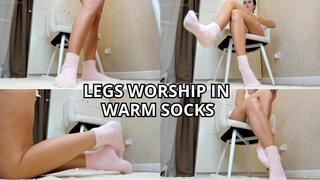Bare legs worship in warm comfy socks - live stream