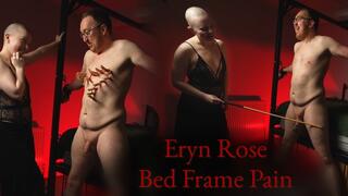 Bed Frame Pain - Paddle, Cane, Ballbusting and Clothespeg Zipper for Bound Male Sub
