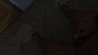 Washing off Halloween face paint with pee & cum in mouth