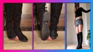 Overknee Boots full weight Cock Crush with cum I Bella Noir