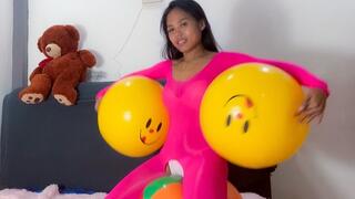 Sexy Camylle Sensually Rides Then Pops Your Beachballs In A HOT Pink Body Stocking