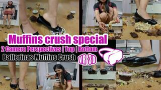 Girl Here I crush a couple of muffins with my ballerinas| VR 3D Virtual Reality | 2 different perspectives I turn them into mud 12 colorful muffins with my sweaty ballerinas