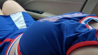 Cheerleader Step Sis making Me Rub Cock on Her Ass after Match