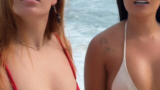 Real Interracial Blowjob BBC Japanese Lina Nakamura and redhead Maisa Pravo suck together