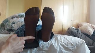 Amateur Black Nylon Socks Tickling