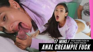 Anal creampie with squirting on kitchen table
