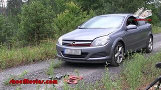 Drive over shoes 5-M (crushing by car) 0062n