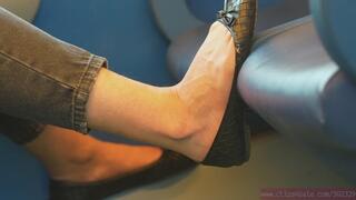 Bratty dirty and sexy ballet flats fetish on seat