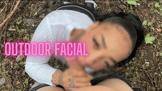 Outdoor facial then cum walk