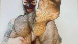 Fishnets and latex foot worship