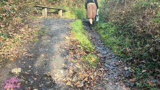 Spying on teacher taking a pee in the woods