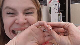 Biting hands and fingers with big teeth! MP4