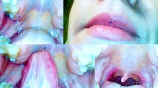 A tiny guy in the mouth of a giantess (endoscope)