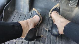 Fifi pedal pumping in dirt covered black open arch high heels while talking to you about how much you love watching and asking you if you are going to cum from watching *new* replay
