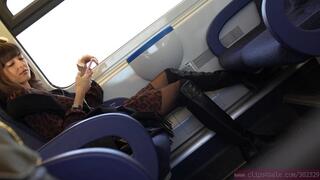 Candid Snob beauty girl with nylon boot fetish