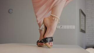 Amazing Lisa From Ukraine - Black Buckle Mules - Full