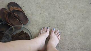 Fifi getting filthy playing in compost dirt first in her Rainbows then her Birkenstocks replay