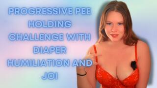 Progressive Pee Holding Challenge with Diaper Humiliation and JOI MP4