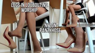 Legs worship in nylon pantyhose and louboutins - live stream