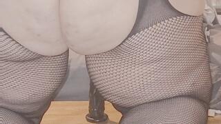 Squat Riding 10inch Dildo with Anal Plug in, Reverse Cowgirl