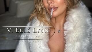 Elle Lyon in White Fur and Red Lingerie Giving You Some Instruction