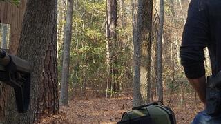 Big dick pissing in the woods