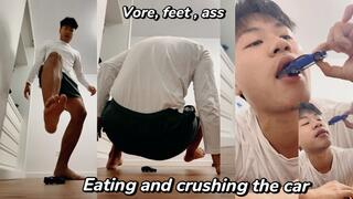 Macrophilia Vore : Eating and crushing the car