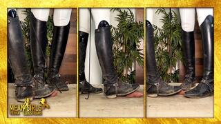 2 Equestrians Crop Domination and Cock Crush with Riding Boots