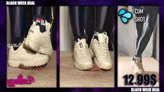 Fila Disruptor very brutal Cock Crush, Spitting and Brutal Shoejob with Cum