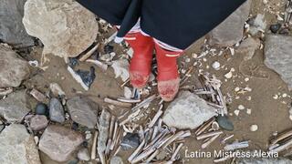 Red Hunter Boots on the Beach