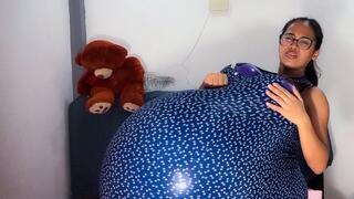 Sexy Stella Suffs Balloon Boobs And Tummy Pumping Up Tummy Until It Pops