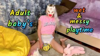 DIAPER: Adult baby Mia Mimi wet and messy playtime(720p)