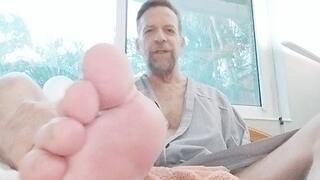 help rub my feet before I put my dress socks on