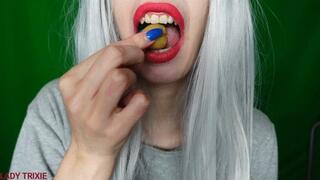 chewing and eating chestnuts -