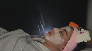 SMOKING HANDY NOSE EXHALES WHILE LYING IN BED